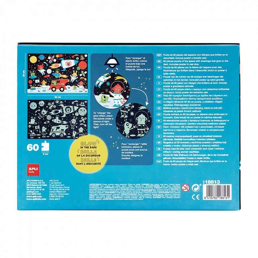 APLI | Space Glow In The Dark Puzzle + Poster 60 Pieces