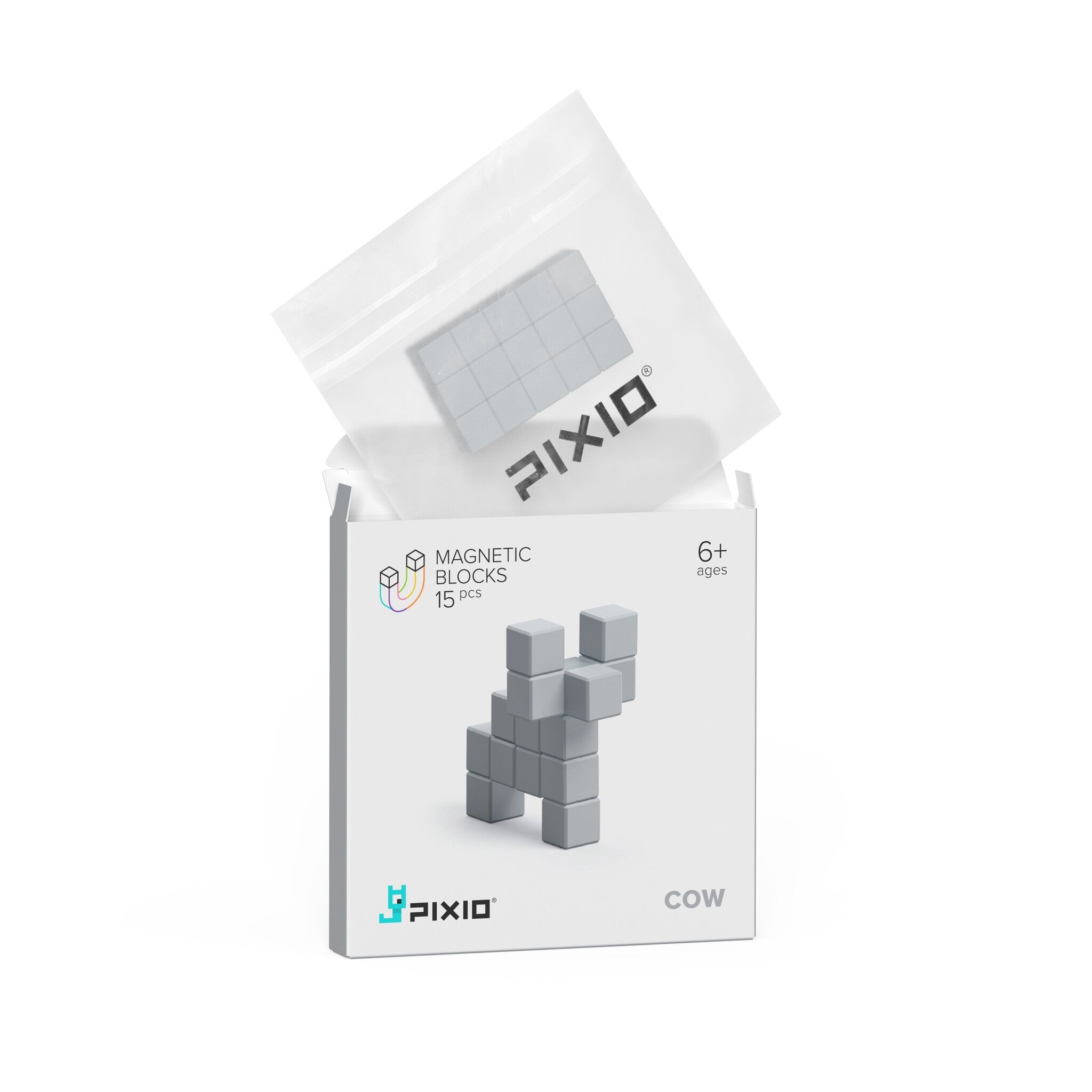 Pixio | Magnetische Blokken Color Series Grey Cow 15 Stuks