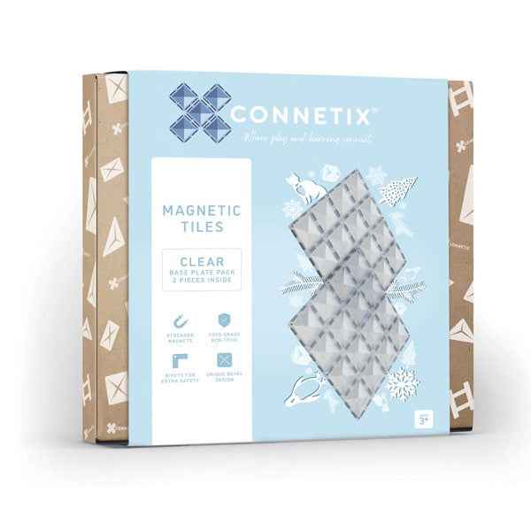 Connetix Tiles 2-Piece Clear Base Plate Pack magnetic blocks