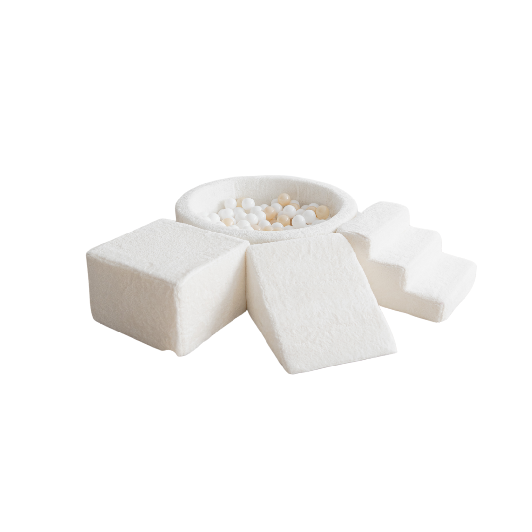 Moje | 3 Elements + Ball Pit - Teddy White 90x30 cm + 200 Balls