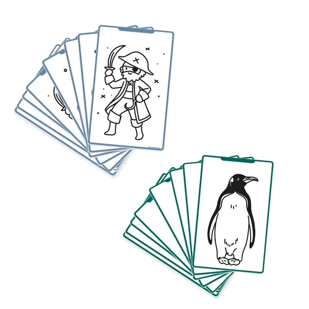 Kidywolf | Refill Kidydraw - Mini  Extra kaarten Met Het Thema Dieren Van Over De Hele Wereld En Oceanen & Piraten