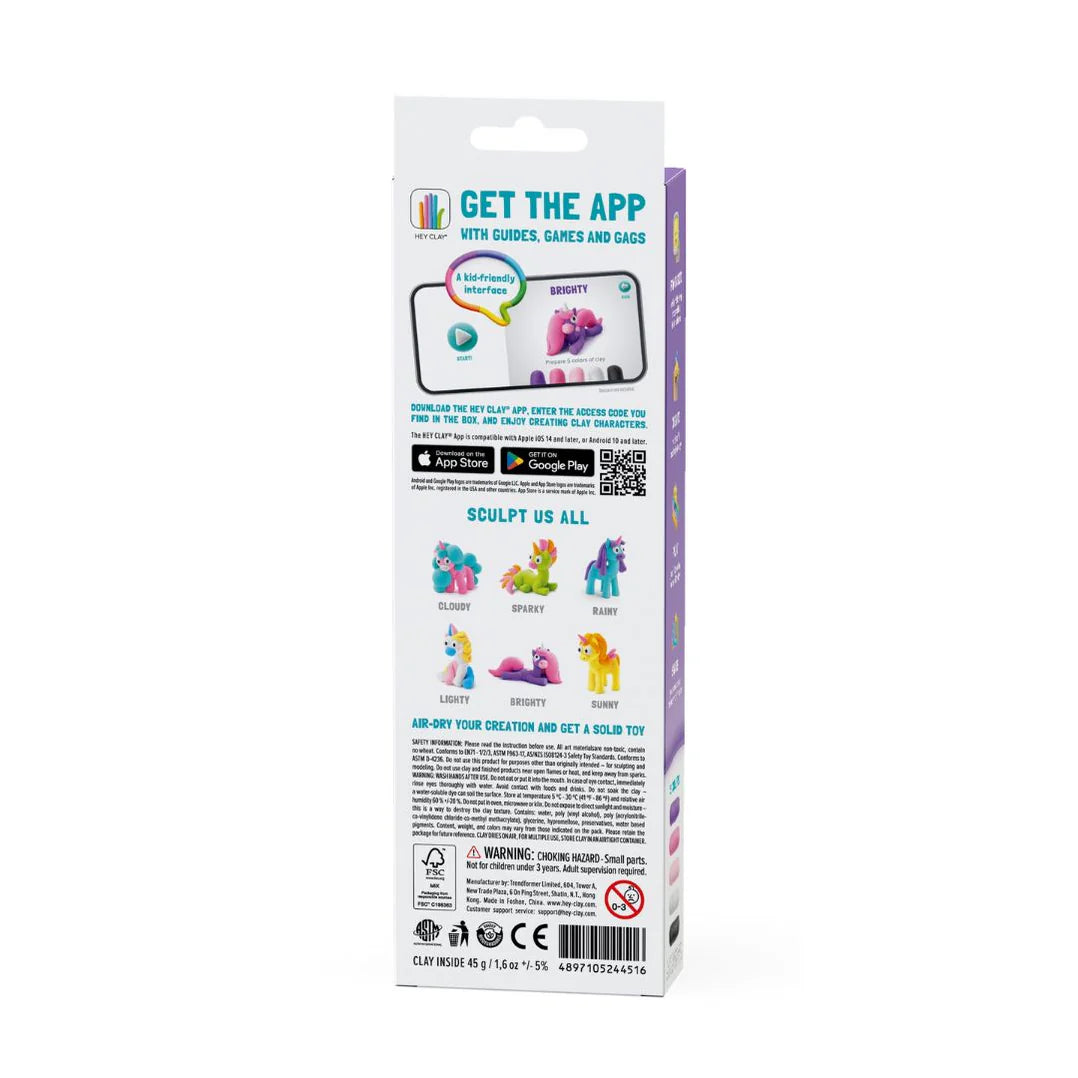 Hey Clay | Boetseerklei  Regenboog Eenhoorn - Brighty