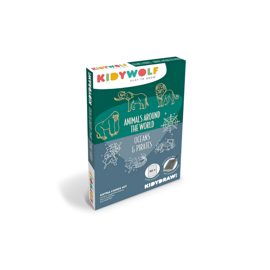 Kidywolf | Refill Kidydraw - Mini  Extra kaarten Met Het Thema Dieren Van Over De Hele Wereld En Oceanen & Piraten