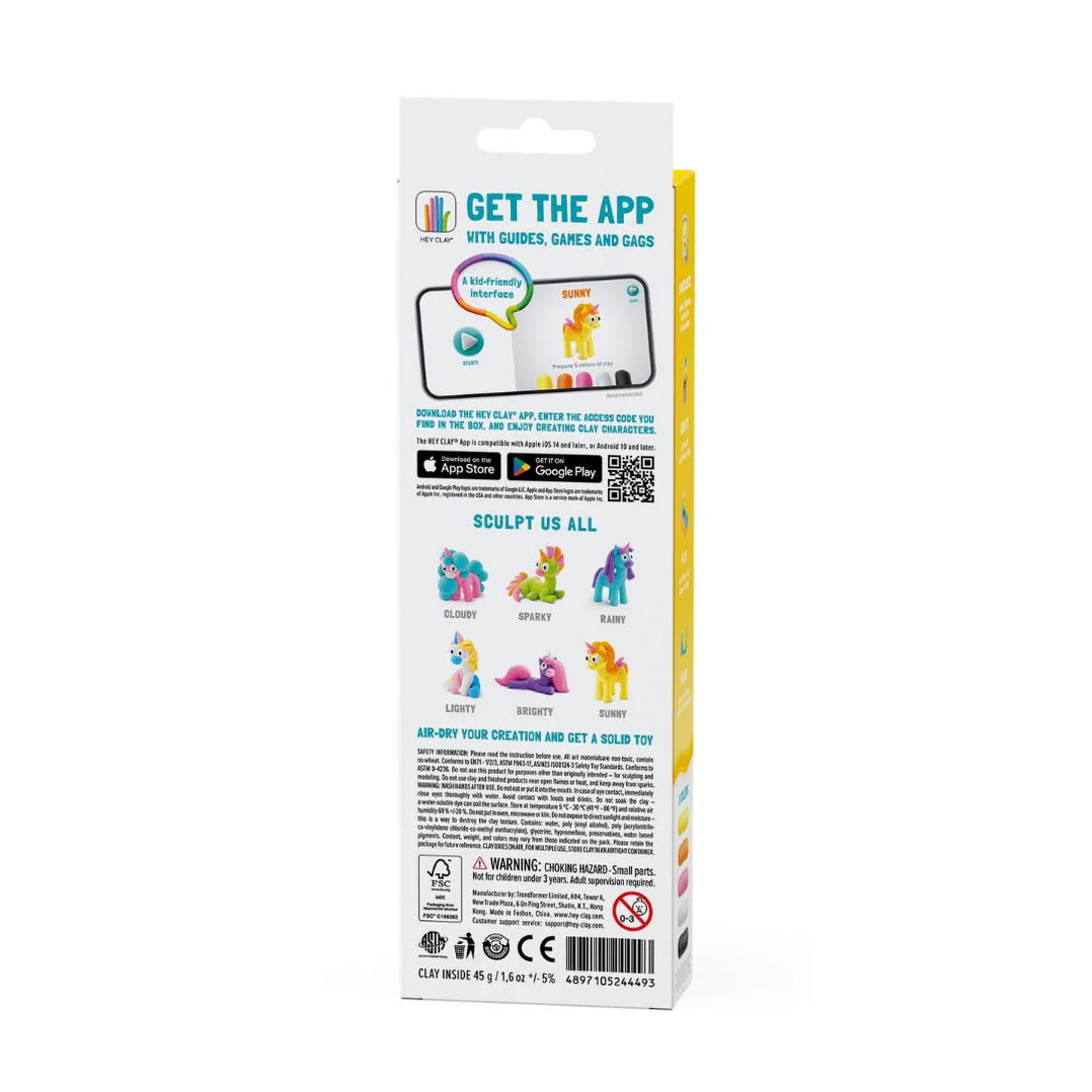 Hey Clay | Boetseerklei Regenboog Eenhoorn - Sunny