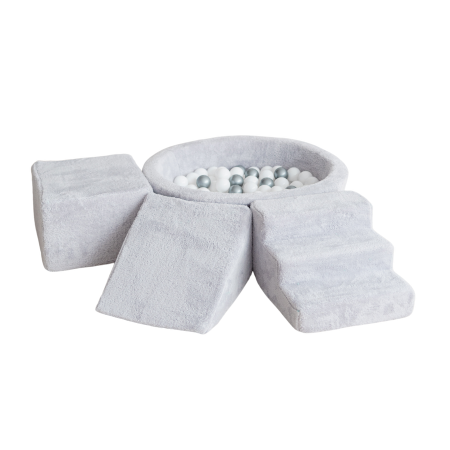 Moje | 3 Elementen + Ballenbad - Teddy Grey 90x30 cm + 200 Ballen