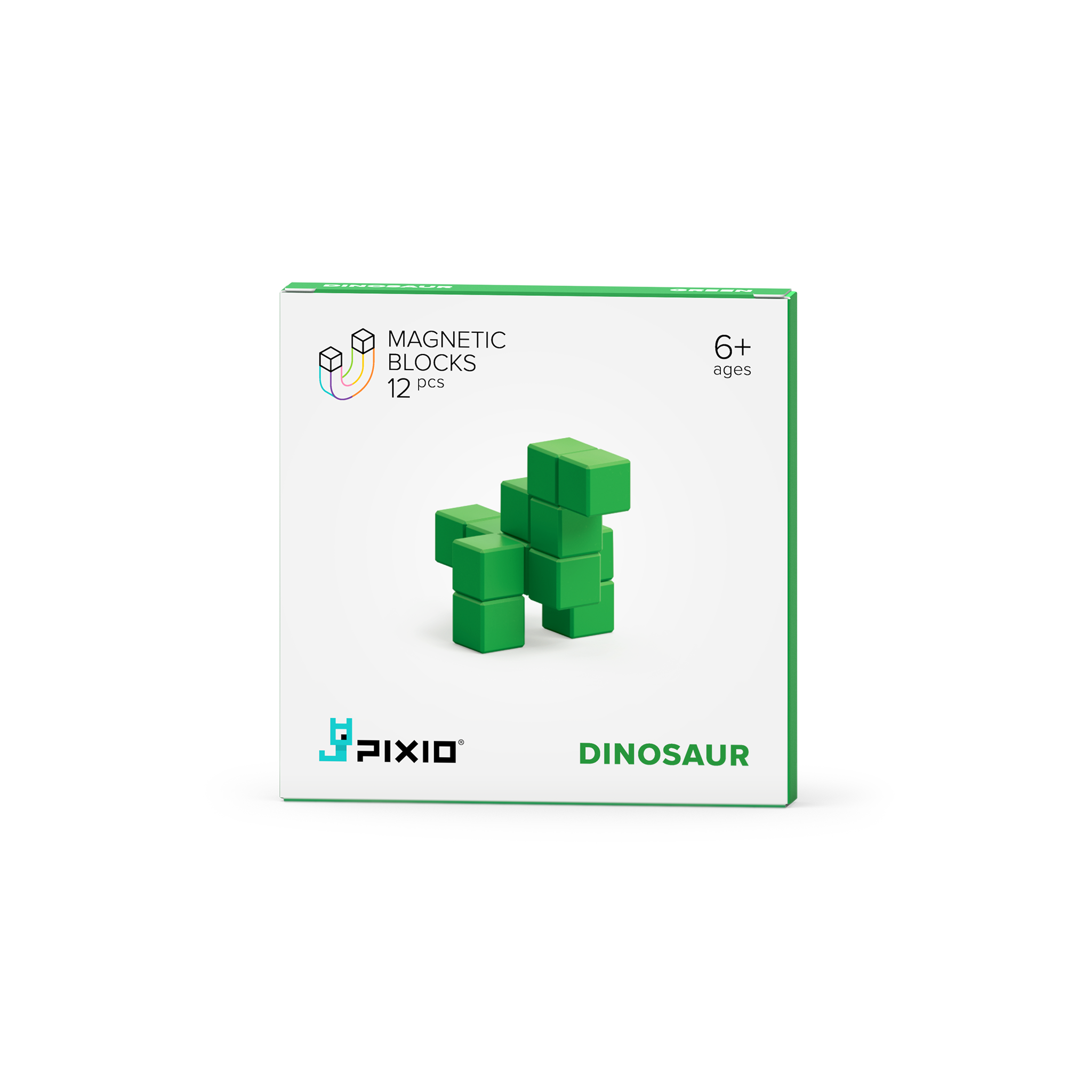 Pixio | Magnetische Blokken Color Series Green Dinosaur 12 Stuks