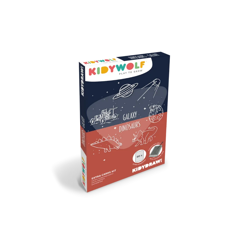 Kidywolf | Refill Kidydraw - Mini  Extra kaarten Met Het Thema Galaxy en Dinosaurussen