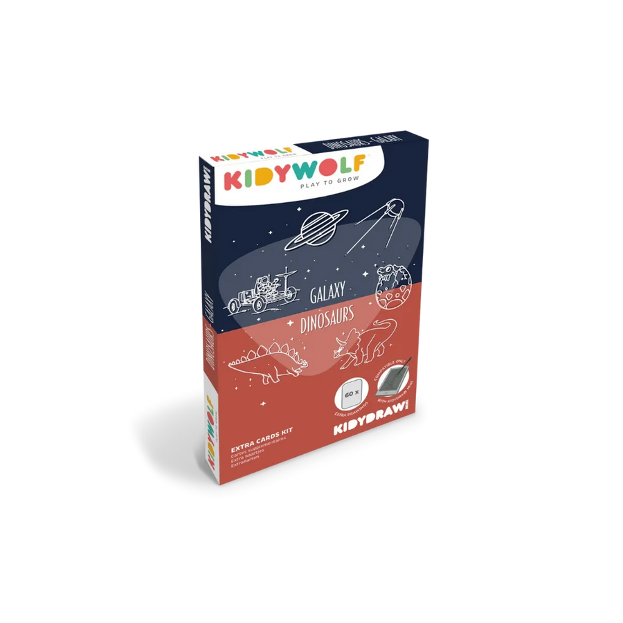 Kidywolf | Refill Kidydraw - Mini  Extra kaarten Met Het Thema Galaxy en Dinosaurussen