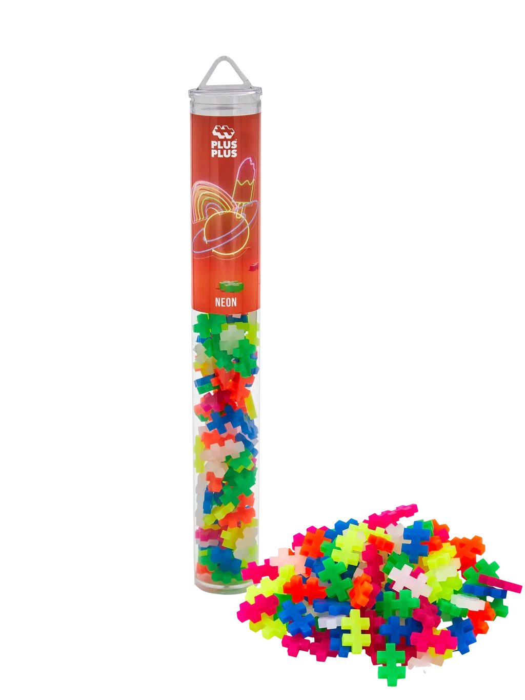 Plus-Plus | Educational Toy Building Bricks Neon Color Mix 100 Pieces
