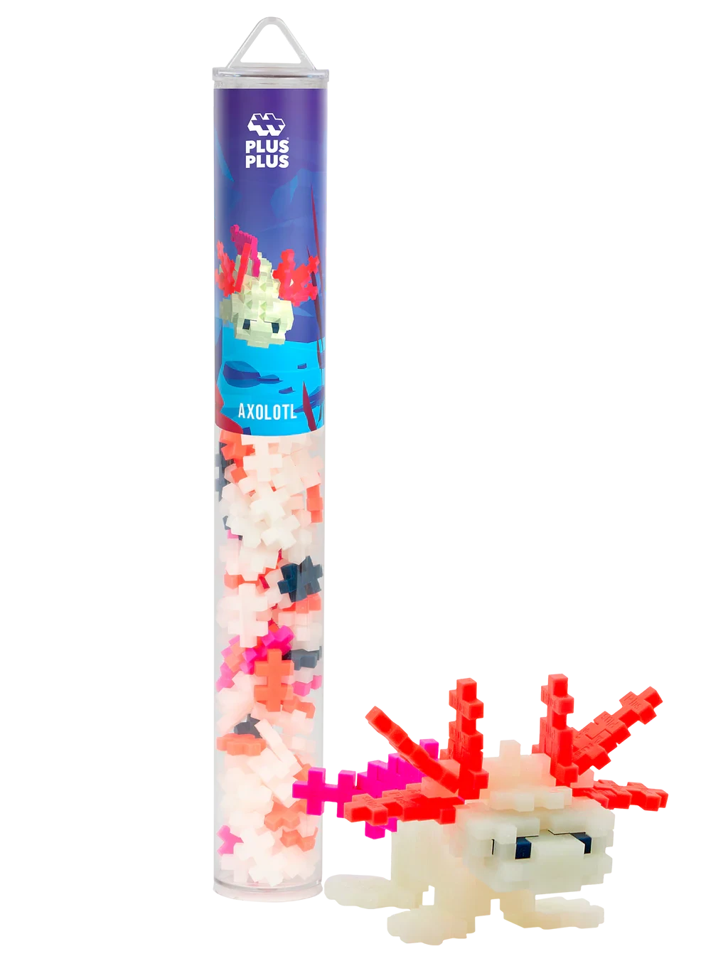 Plus-Plus | Educational Toy Building Blocks Axolotl Glow in the Dark 100 Pieces