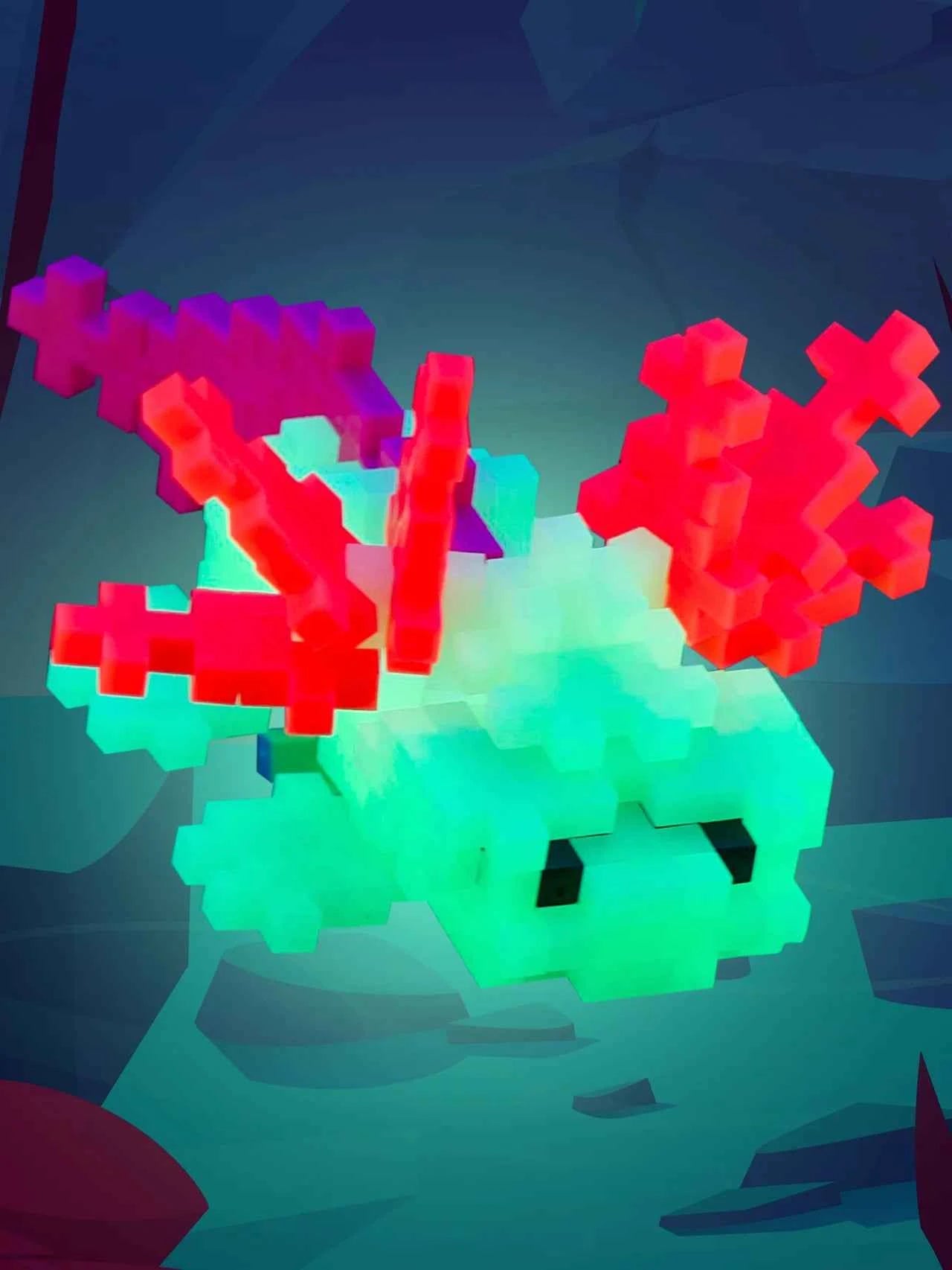 Plus-Plus | Educational Toy Building Blocks Axolotl Glow in the Dark 100 Pieces