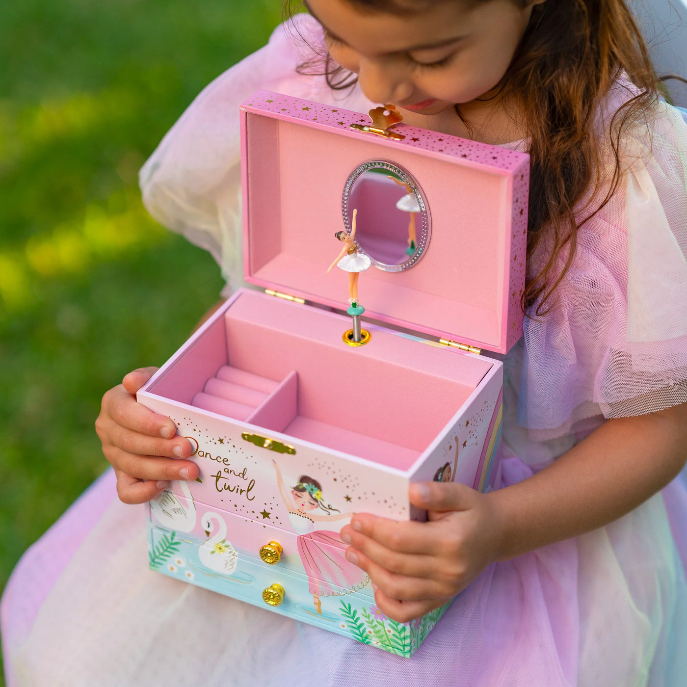 Giggle & Honey | Musical Jewelry Box - Twirling Ballerina - Swan Lake