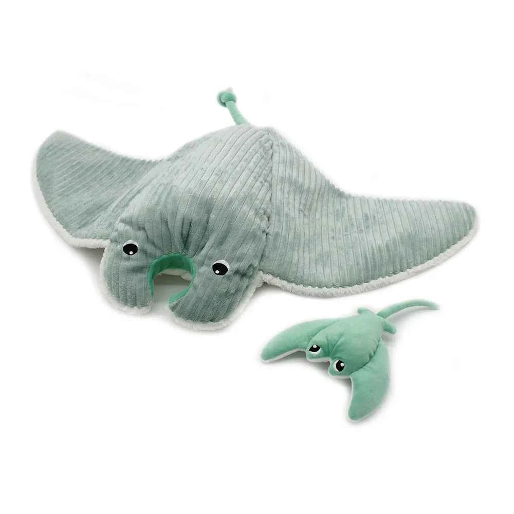 Déglingos | Les Ptipotos - Plush Cuddly Mantarog Mother and Baby Mint Toy