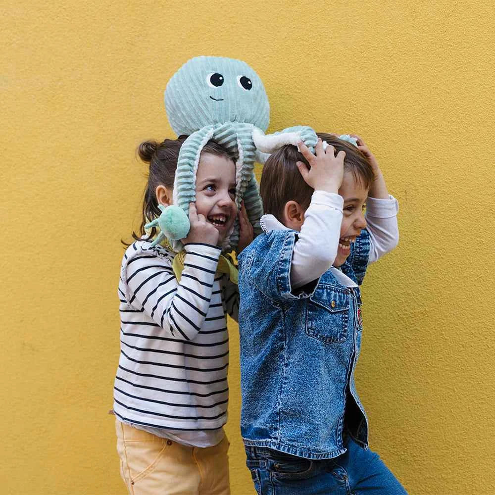 Les déglingos | Les Ptipotos - Plush Cuddly Toy Filou the Octopus, Mother and Her Baby, Mint