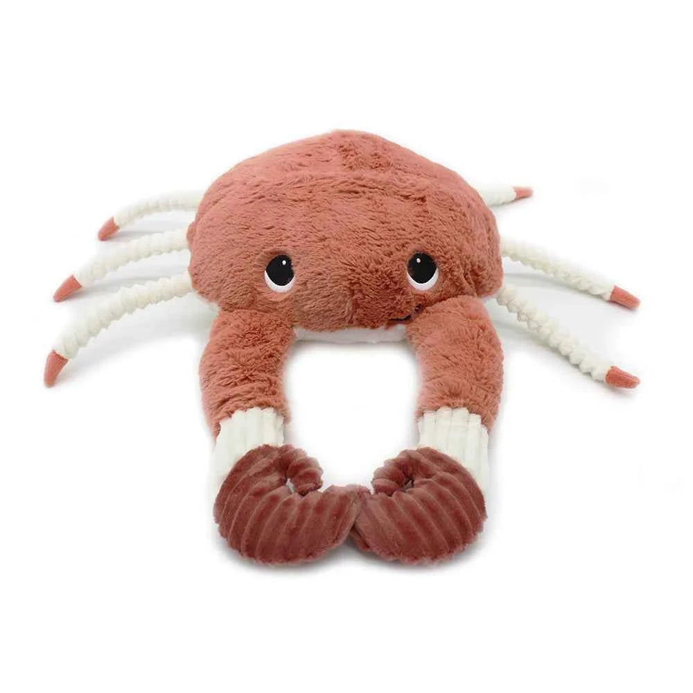 Les Déglingos | Les Ptipotos - Cuddly Plush Crab Rattle Mother and Her Baby Terracotta