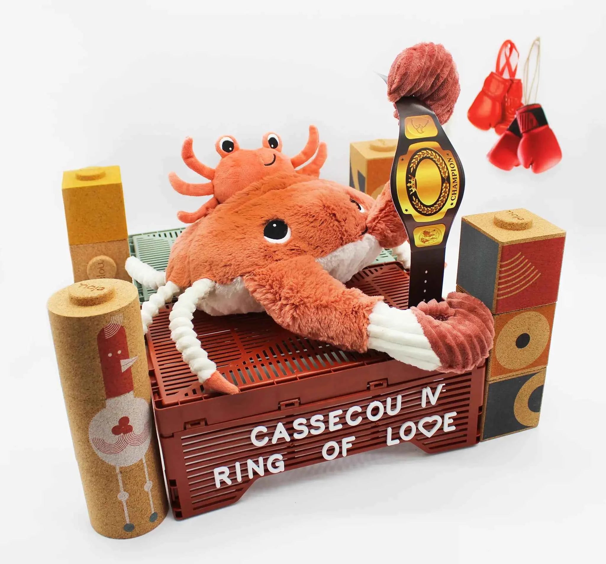 Les dÃ©glingos | Les Ptipotos - Plush Cuddly Cassecou De Krab Mother and Her Baby Terracotta