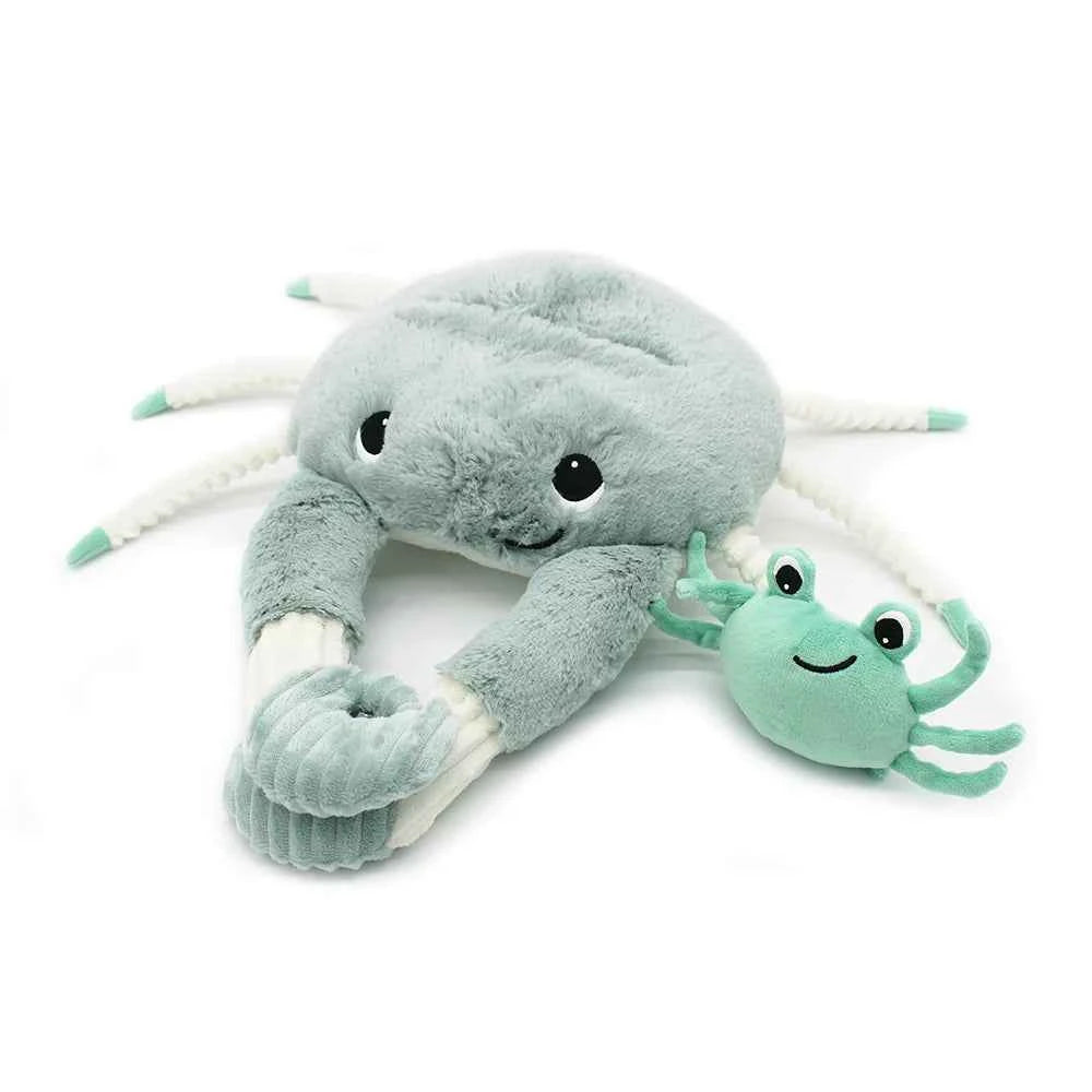 Les Déglingos | Les Ptipotos - Mint Colored Plush Cuddly Crab Mom and Her Baby