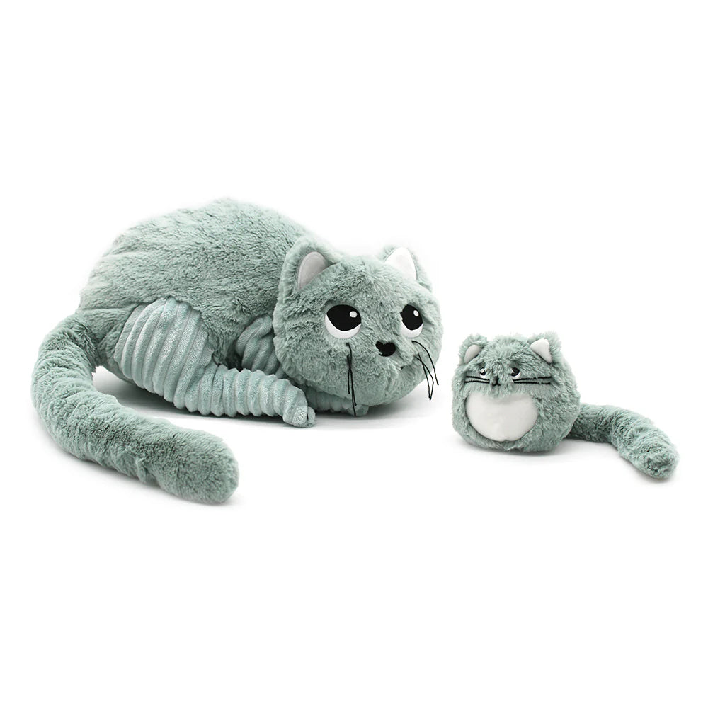 Les duéglingos | Les Ptipotos - Pluche Knuffel Miaou De Kat  Moeder En Haar Mintgroene Baby