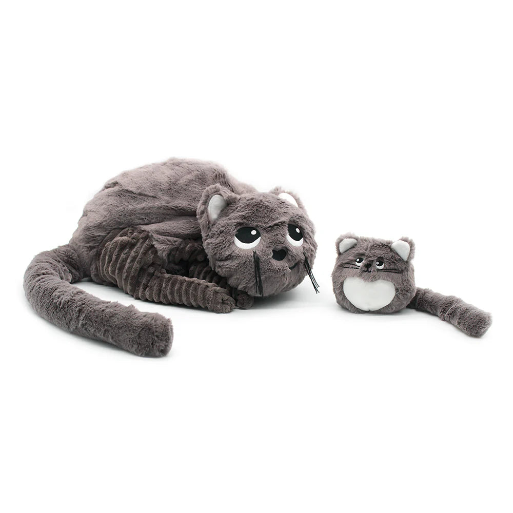 Les duéglingos | Les Ptipotos - Pluche Knuffel  Miaou De Kat Moeder En Haar Grijze Baby