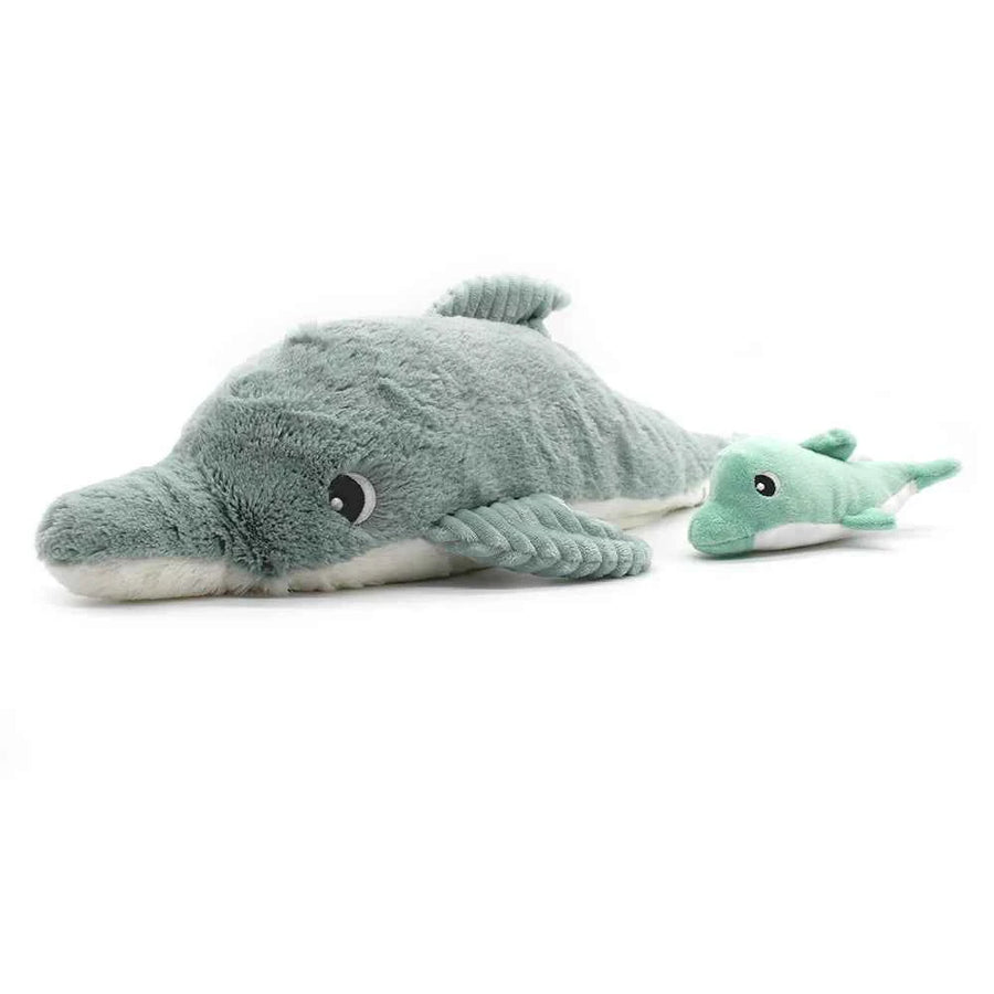 Les dÃ©glingos | Les Ptipotos - Pluche Knuffel Tofou De Dolfijn Moeder En Haar Mintgroene Baby