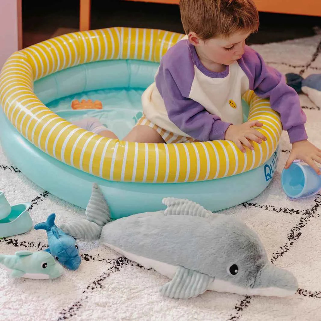 Les Déglingos | Les Ptipotos - Plush Cuddly Tofou the Dolphin Mother and Her Mint-Green Baby