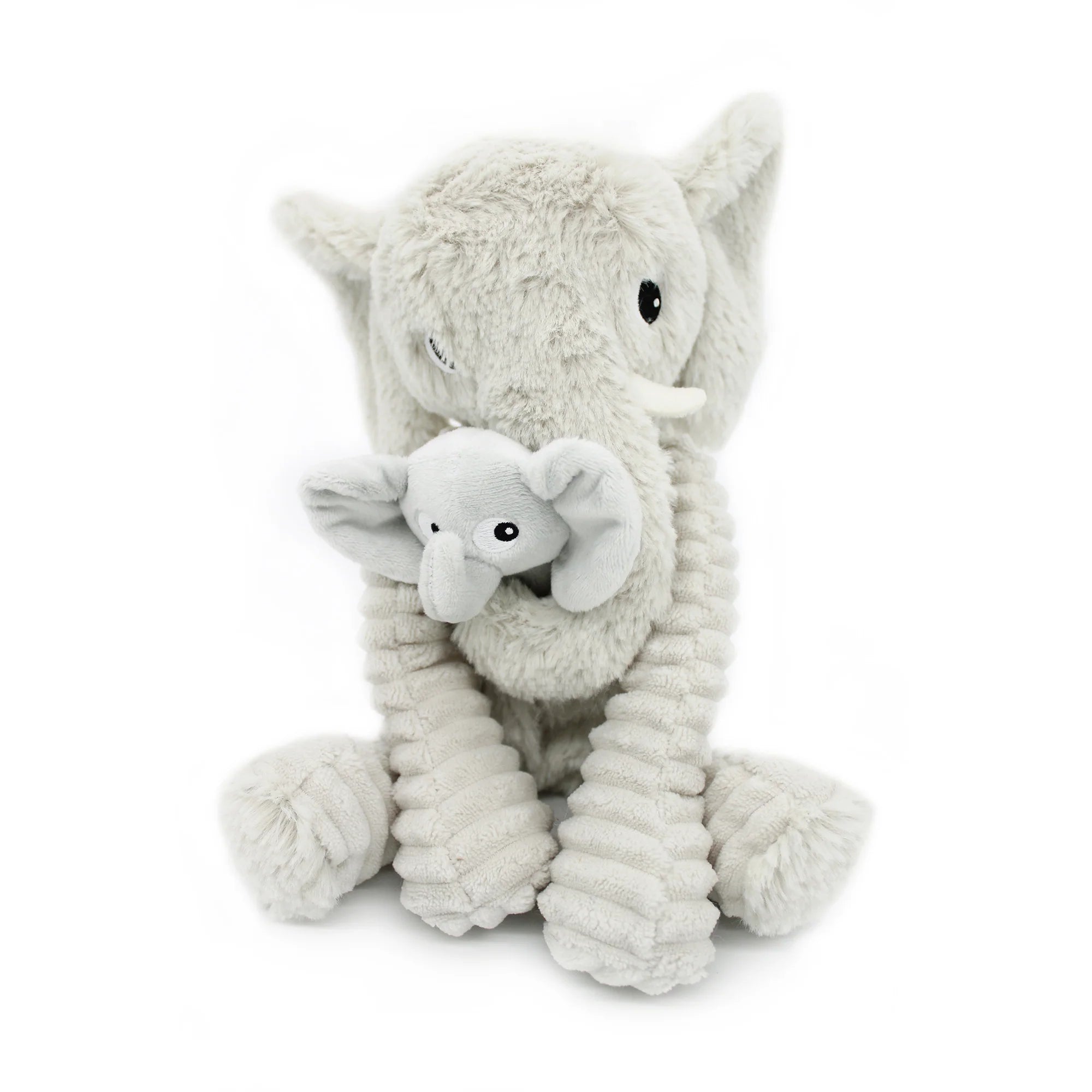 Les duéglingos | Les Ptipotos - Pluche Knuffel Dimoitou Grijze Olifant Moeder En Haar Baby