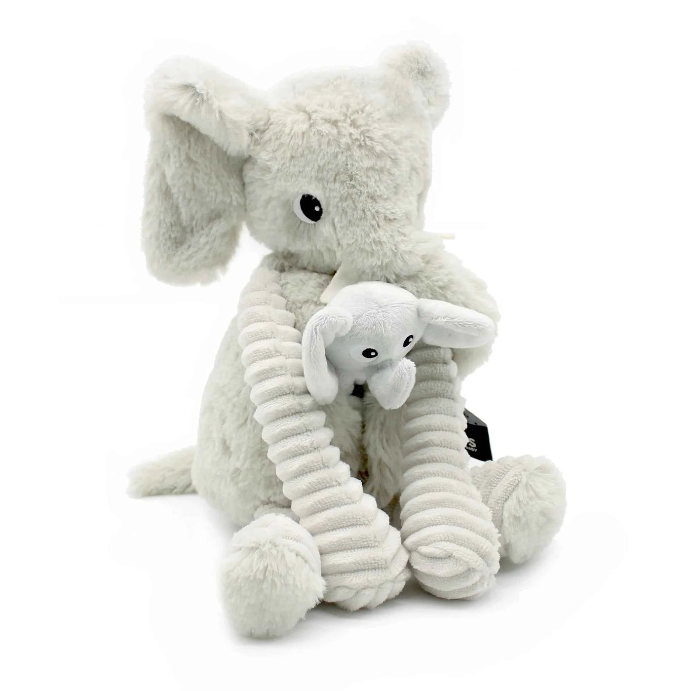 Les Déglingos | Les Ptipotos - Dimoitou Plush Cuddly Toy Grey Elephant Mother and Her Baby