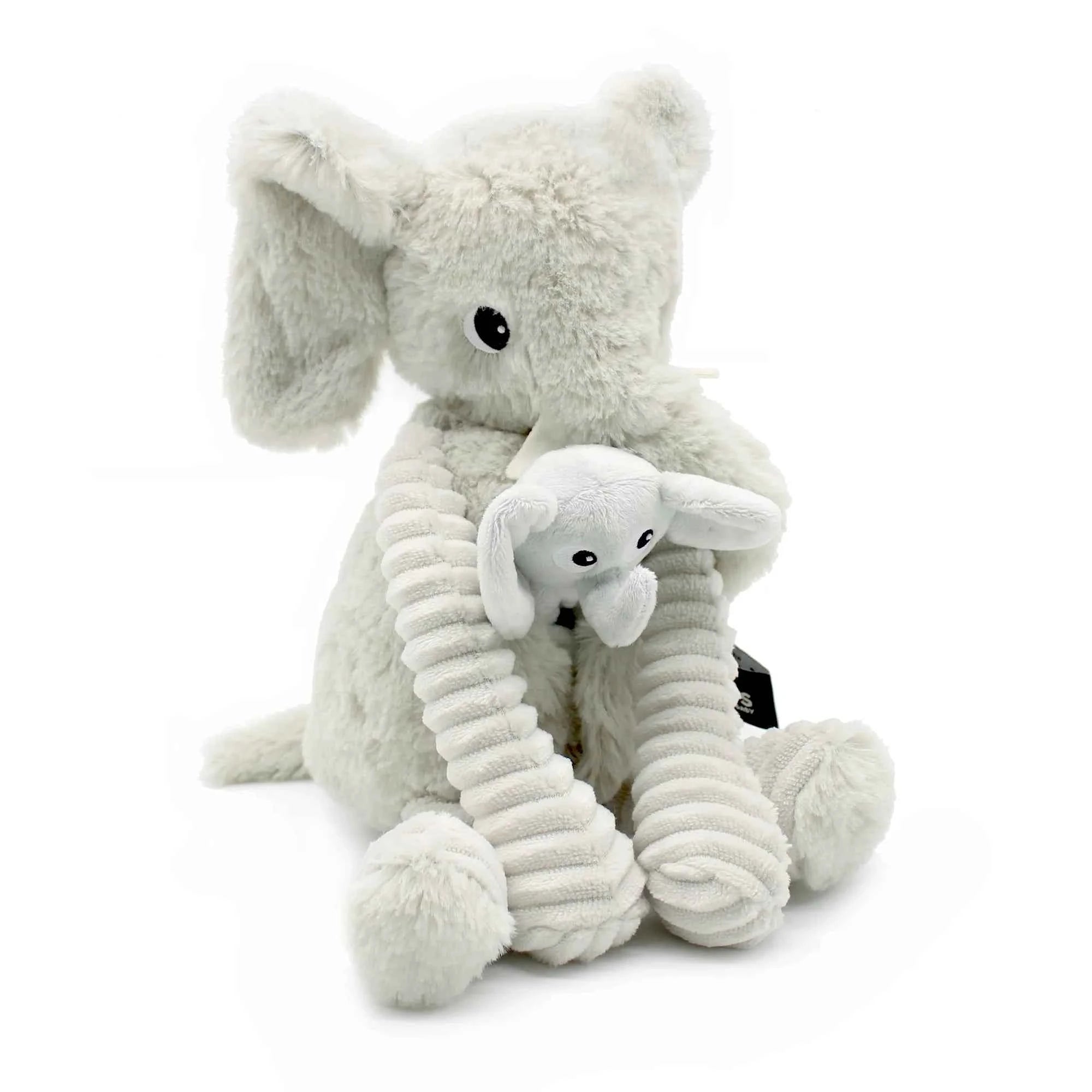 Les Déglingos | Les Ptipotos - Dimoitou Plush Cuddly Toy Grey Elephant Mother and Her Baby