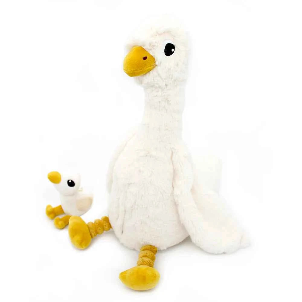 Les dÃ©glingos | Les Ptipotos - Pluche Knuffel JÃ©bongou Wit Gans Moeder En Haar Baby