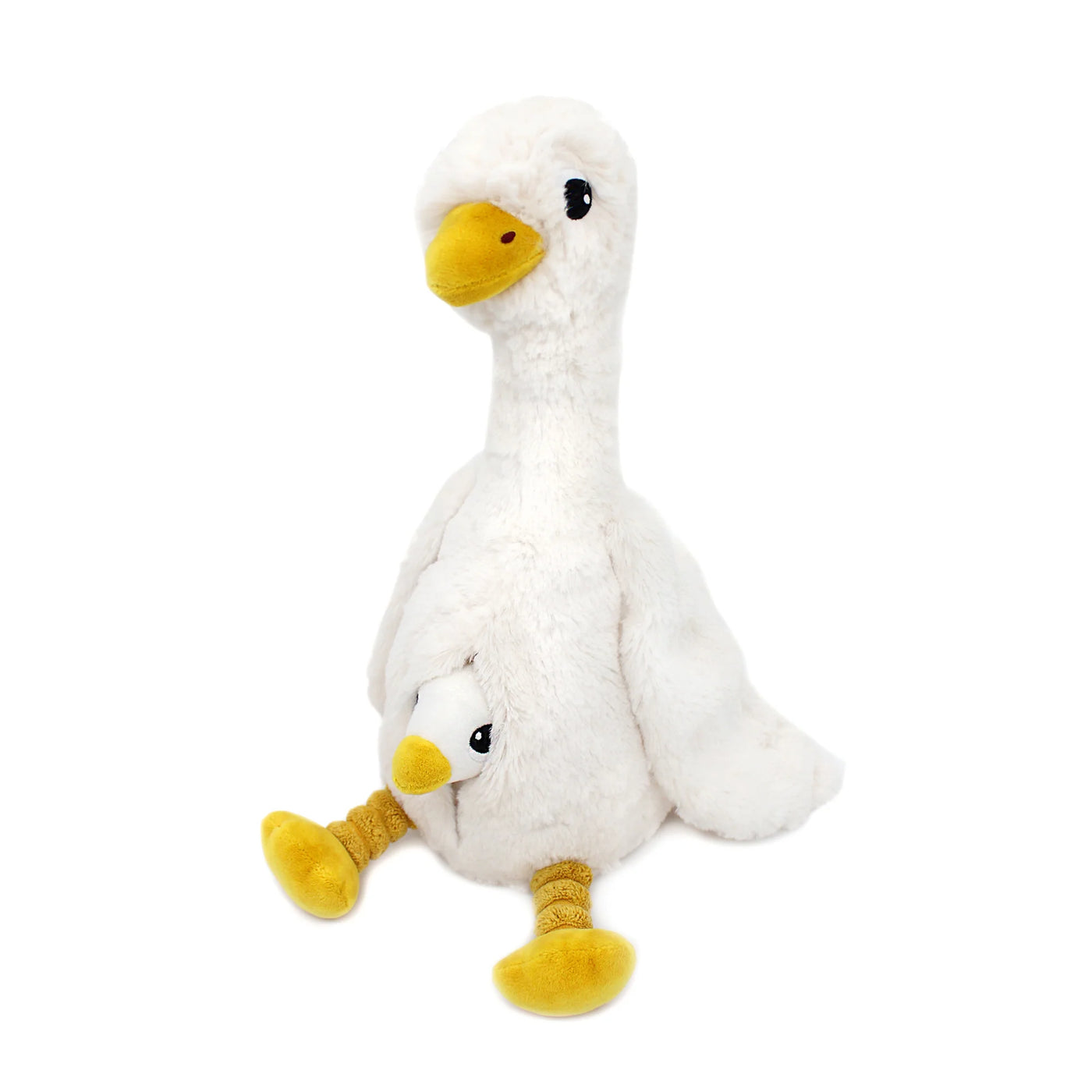 Les duéglingos | Les Ptipotos - Pluche Knuffel JÃ©bongou Wit Gans Moeder En Haar Baby