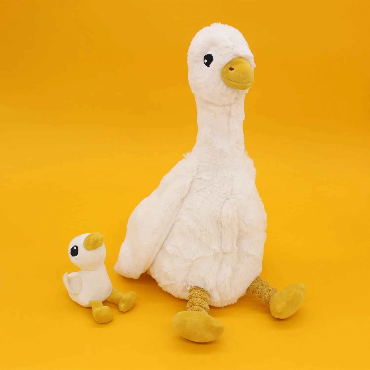 Les dÃ©glingos | Les Ptipotos - Pluche Knuffel JÃ©bongou Wit Gans Moeder En Haar Baby