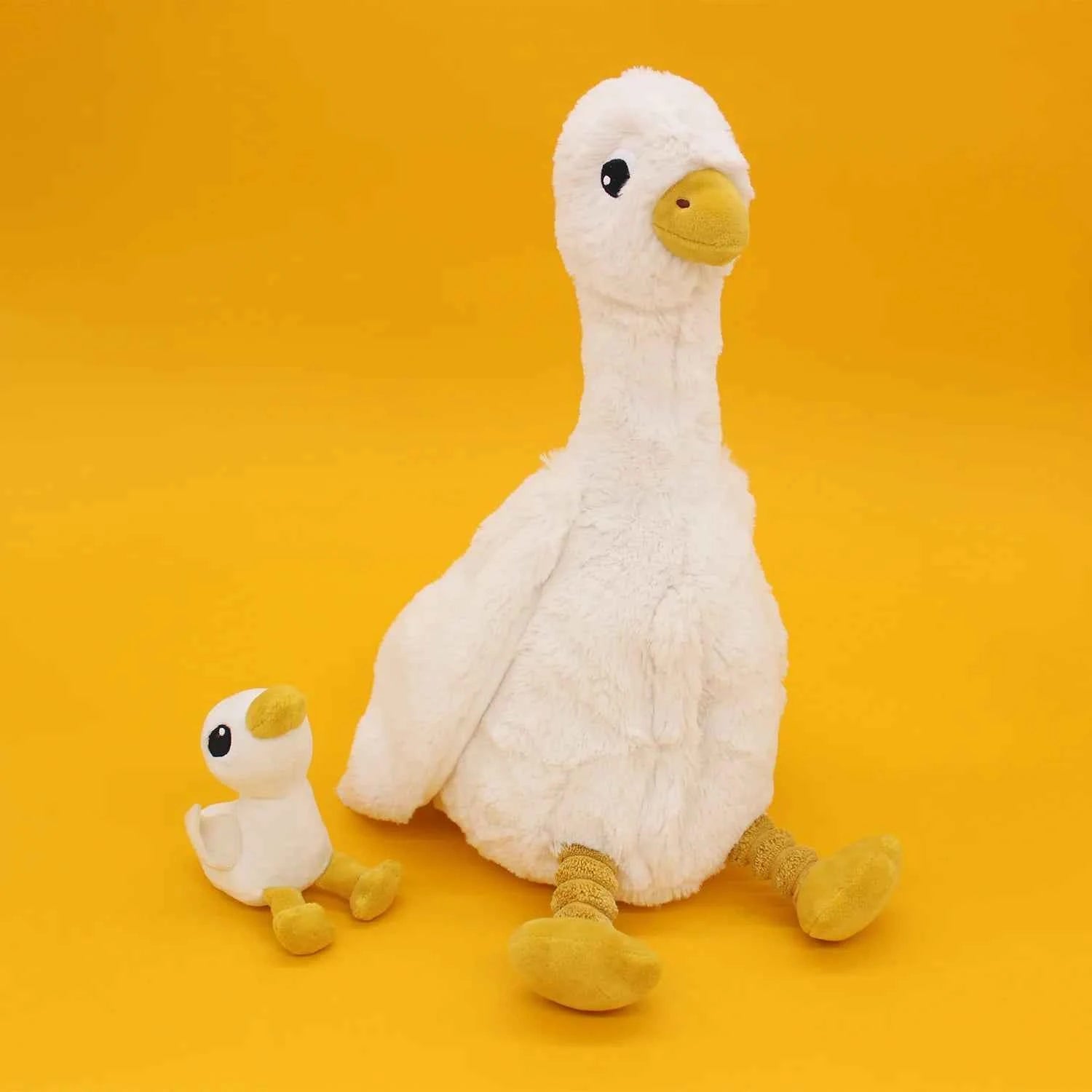 Les dÃ©glingos | Les Ptipotos - Pluche Knuffel JÃ©bongou Wit Gans Moeder En Haar Baby