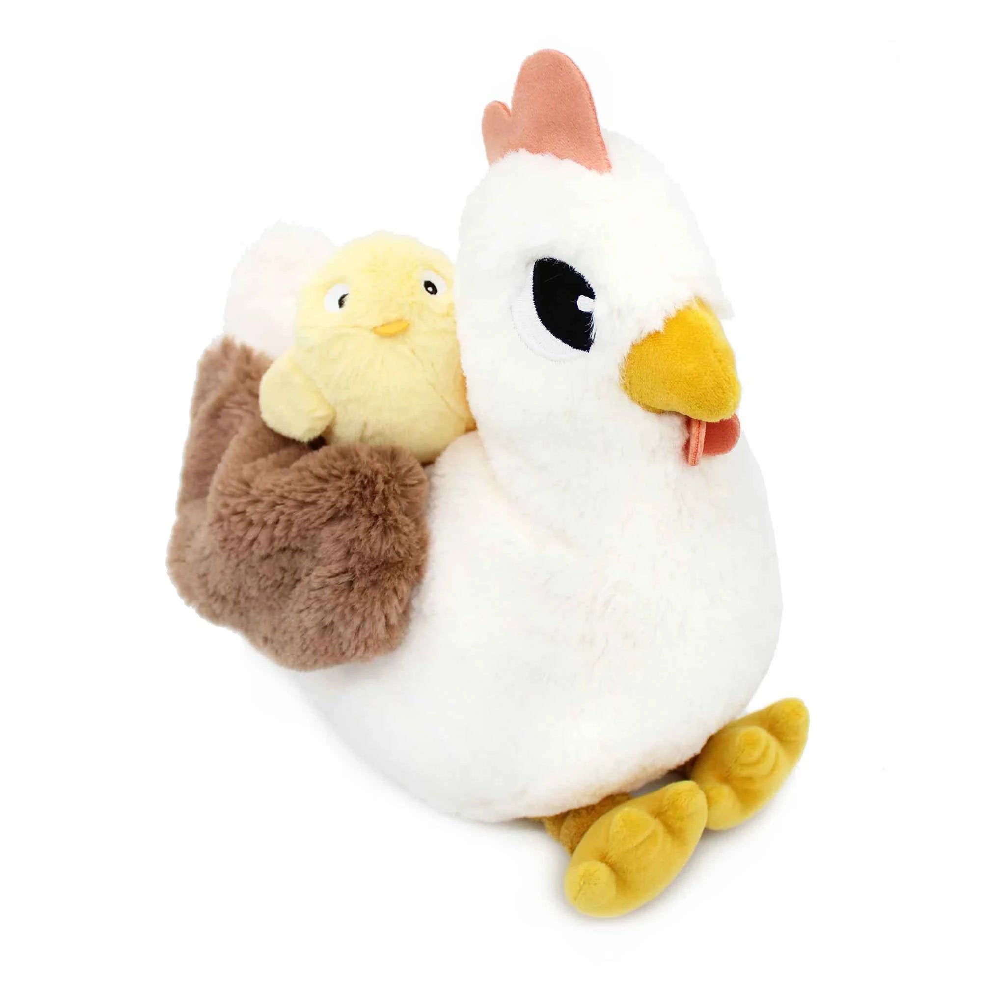 Les dÃ©glingos | Les Ptipotos - Plush Cuddly Pioupiou White Chicken Mom and Her Baby