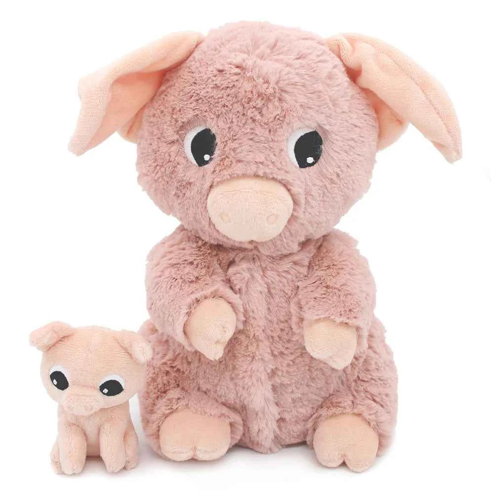 Les Déglingos | Les Ptipotos - Plush Stuffed Barbekiou Pig Mom and Her Pink Baby