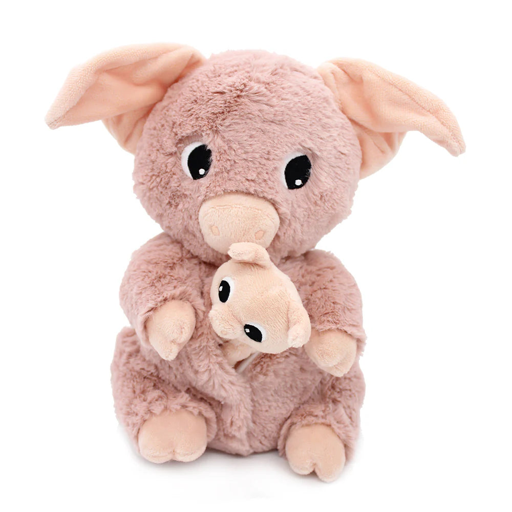 Les duéglingos | Les Ptipotos - Pluche Knuffel Barbekiou Varken Moeder En Haar Roze Baby