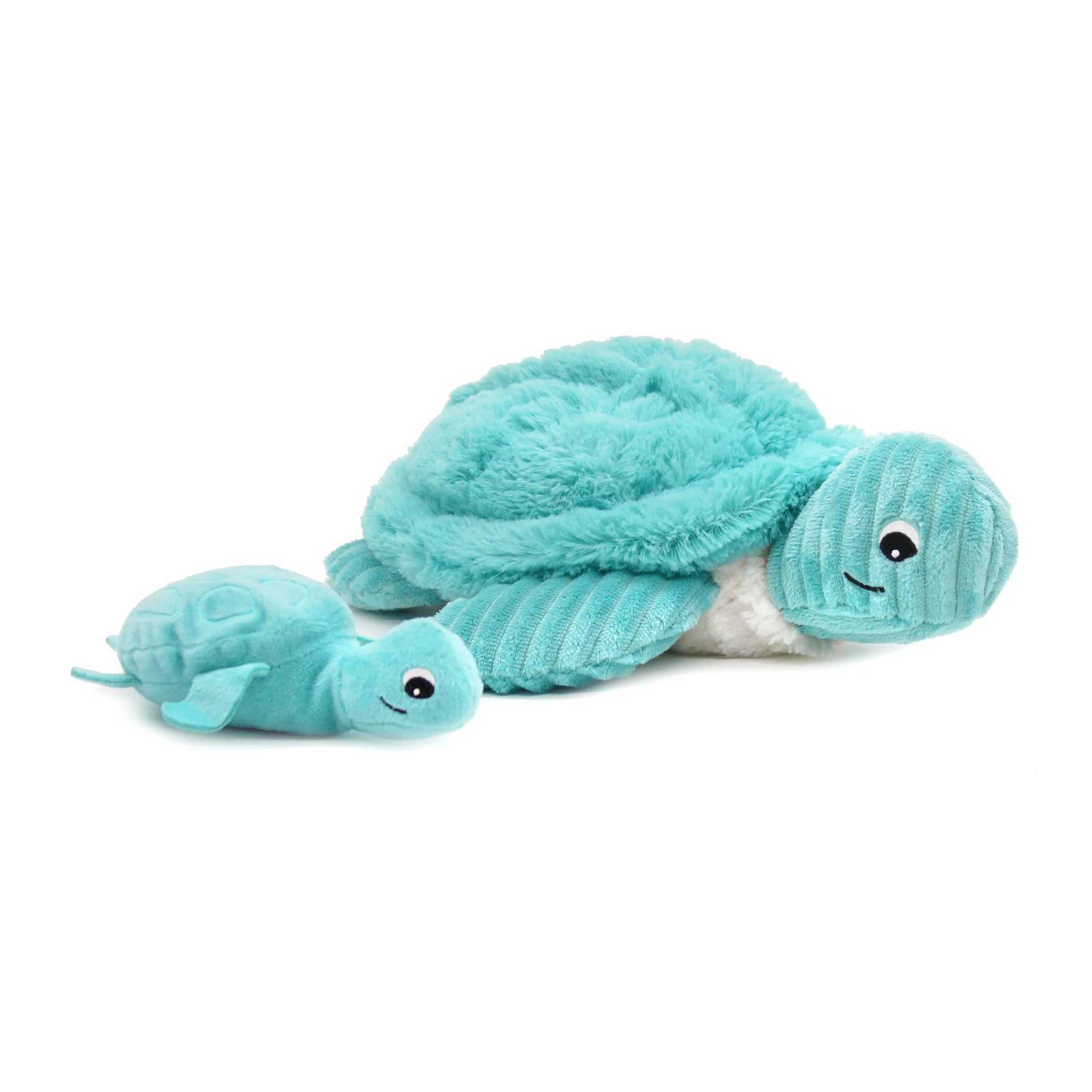 Les duéglingos | Les Ptipotos - Pluche Knuffel Sauvenou Schildpad Moeder En Haar Baby Aquablauw