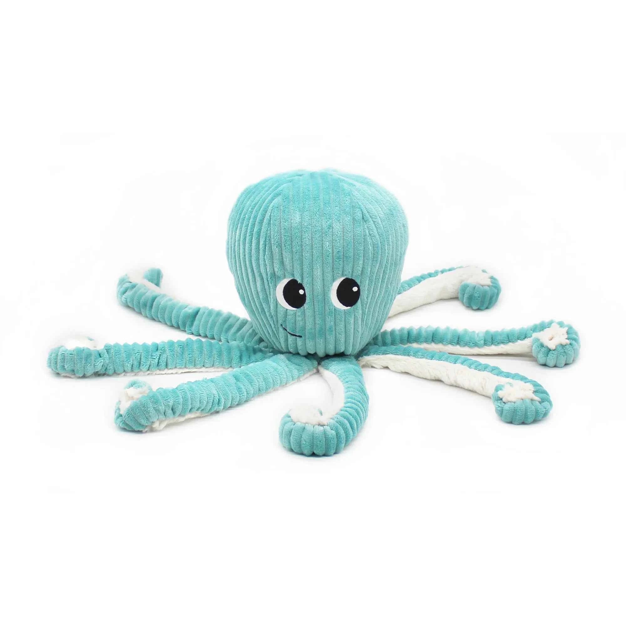 Les Déglingos | Les Ptipotos - Plush Cuddly Toy Filou the Octopus Mom and Her Baby Aqua Blue