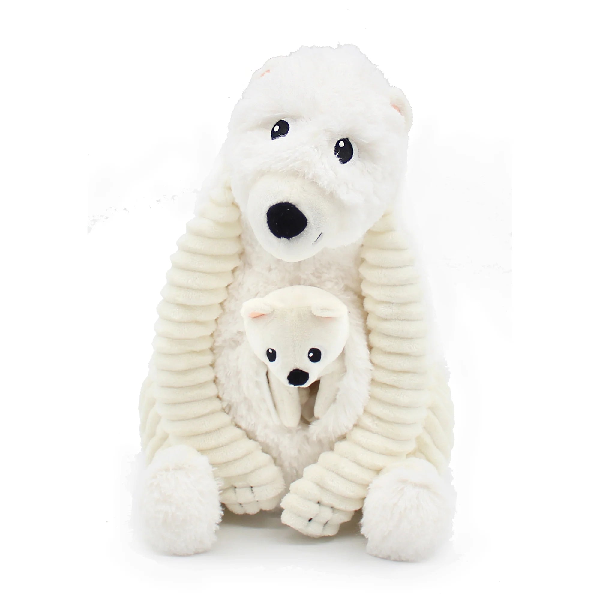 Les duéglingos | Les Ptipotos - Pluche Knuffel Grobidou Witte Ijsbeer Moeder En Haar Baby