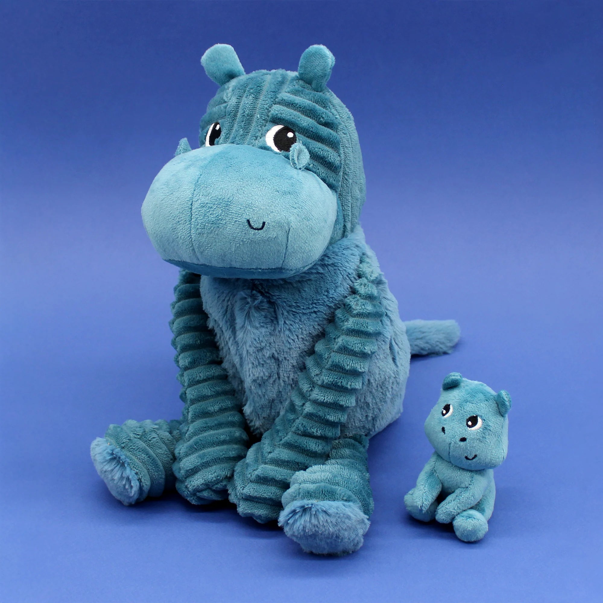 Les duéglingos | Les Ptipotos - Pluche Knuffel Bibou Blauwe Nijlpaard Mama En Haar Baby
