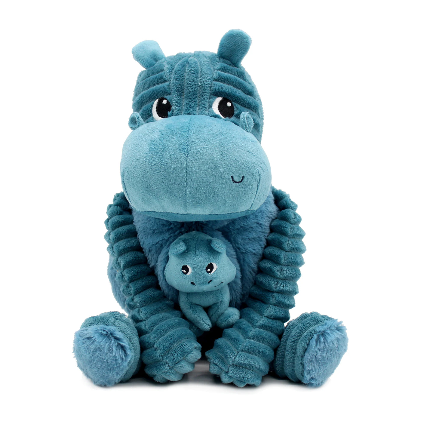 Les duéglingos | Les Ptipotos - Pluche Knuffel Bibou Blauwe Nijlpaard Mama En Haar Baby