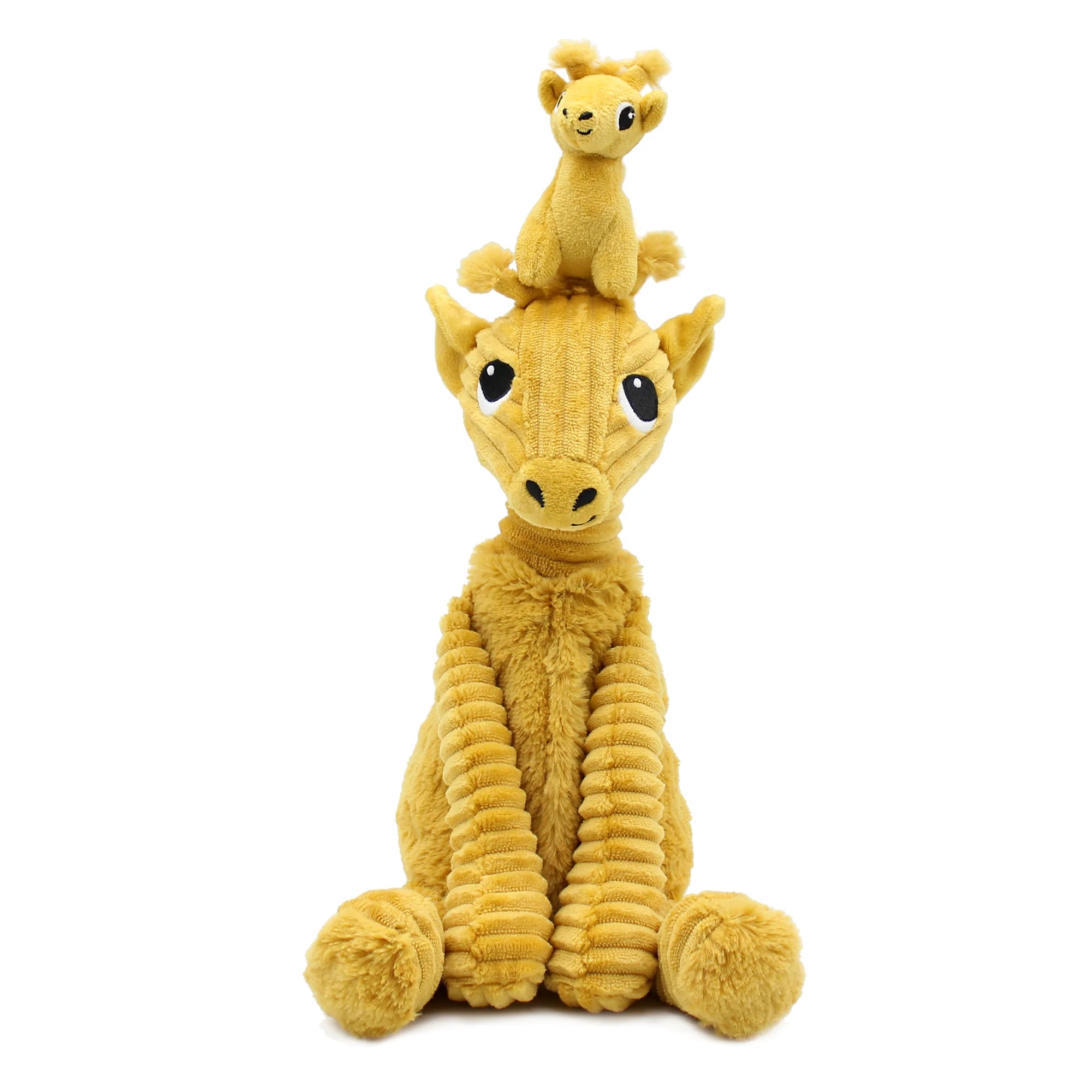 Les duéglingos | Les Ptipotos -  Pluche Knuffel Loncou Gele Mosterdkleurige Giraf Moeder En Haar Baby