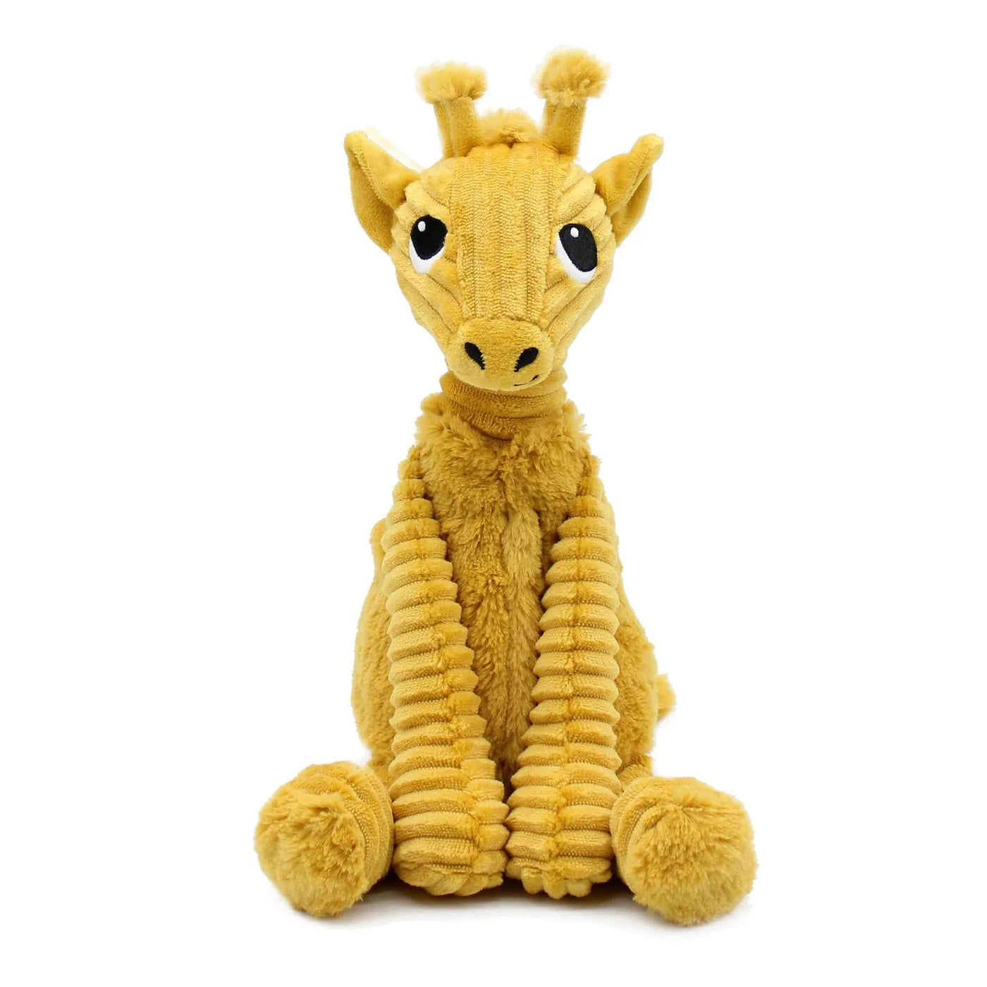 Les Déglingos | Les Ptipotos - Plush Cuddly Loncou Mustard-Yellow Giraffe Mother and Her Baby