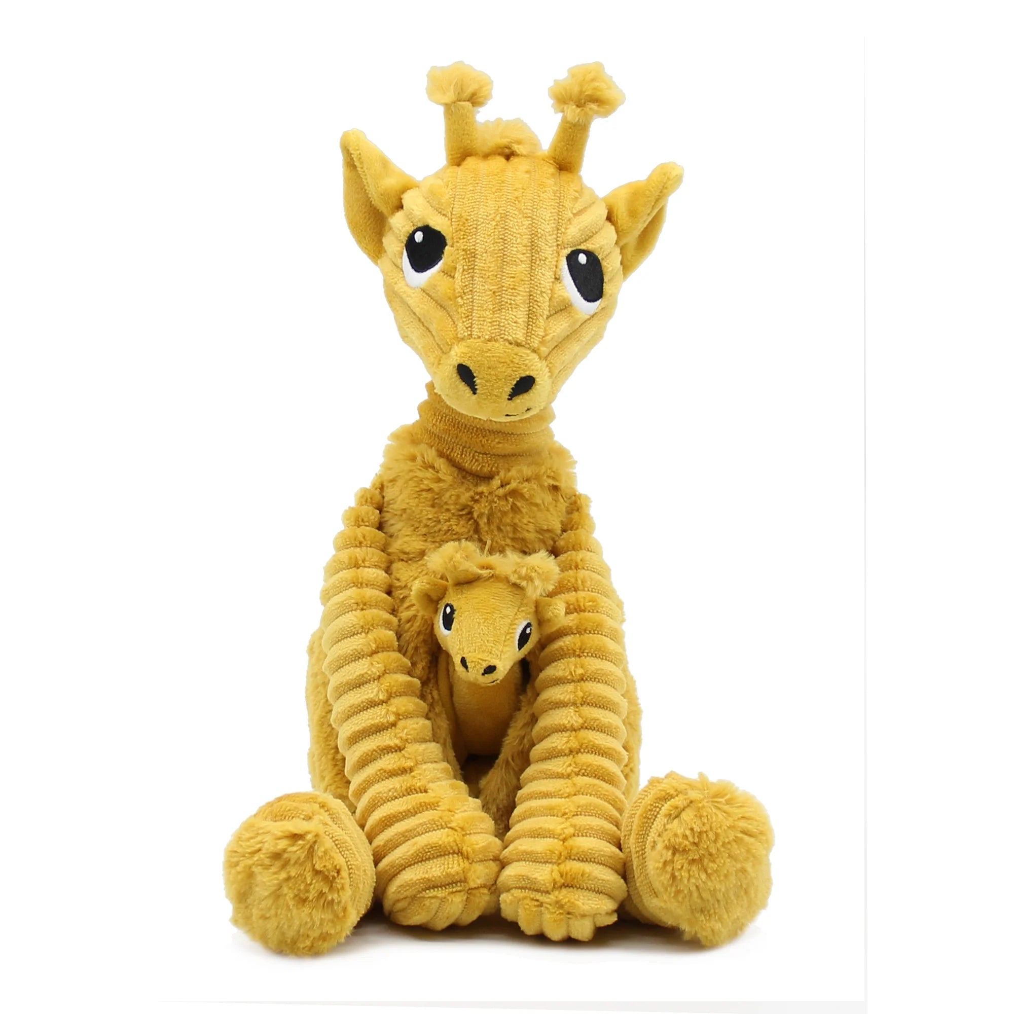 Les duéglingos | Les Ptipotos -  Pluche Knuffel Loncou Gele Mosterdkleurige Giraf Moeder En Haar Baby