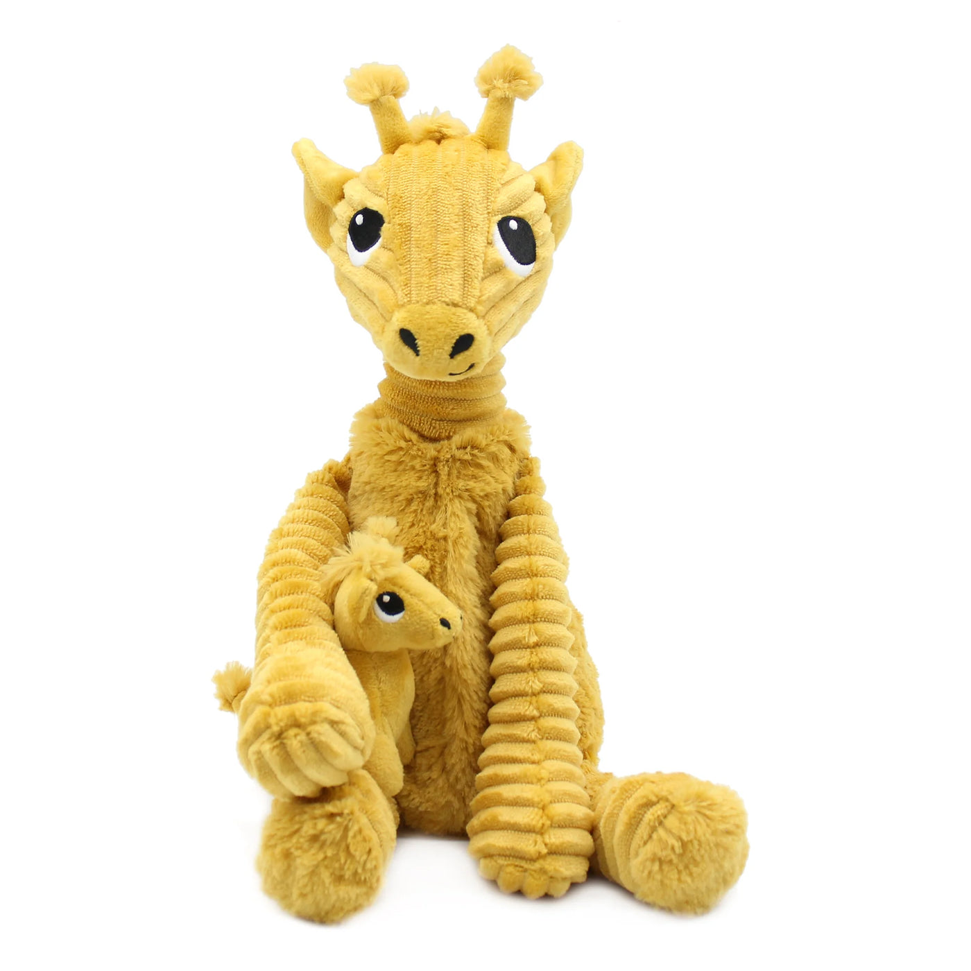 Les duéglingos | Les Ptipotos -  Pluche Knuffel Loncou Gele Mosterdkleurige Giraf Moeder En Haar Baby