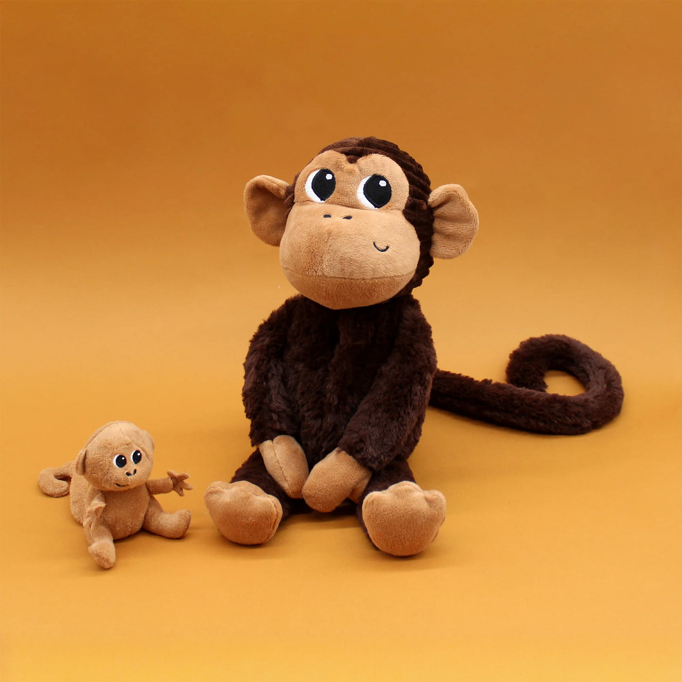 Les duéglingos | Les Ptipotos - Pluche Knuffel Zazou Bruine Chocoladekleurige Aap Moeder Met Baby