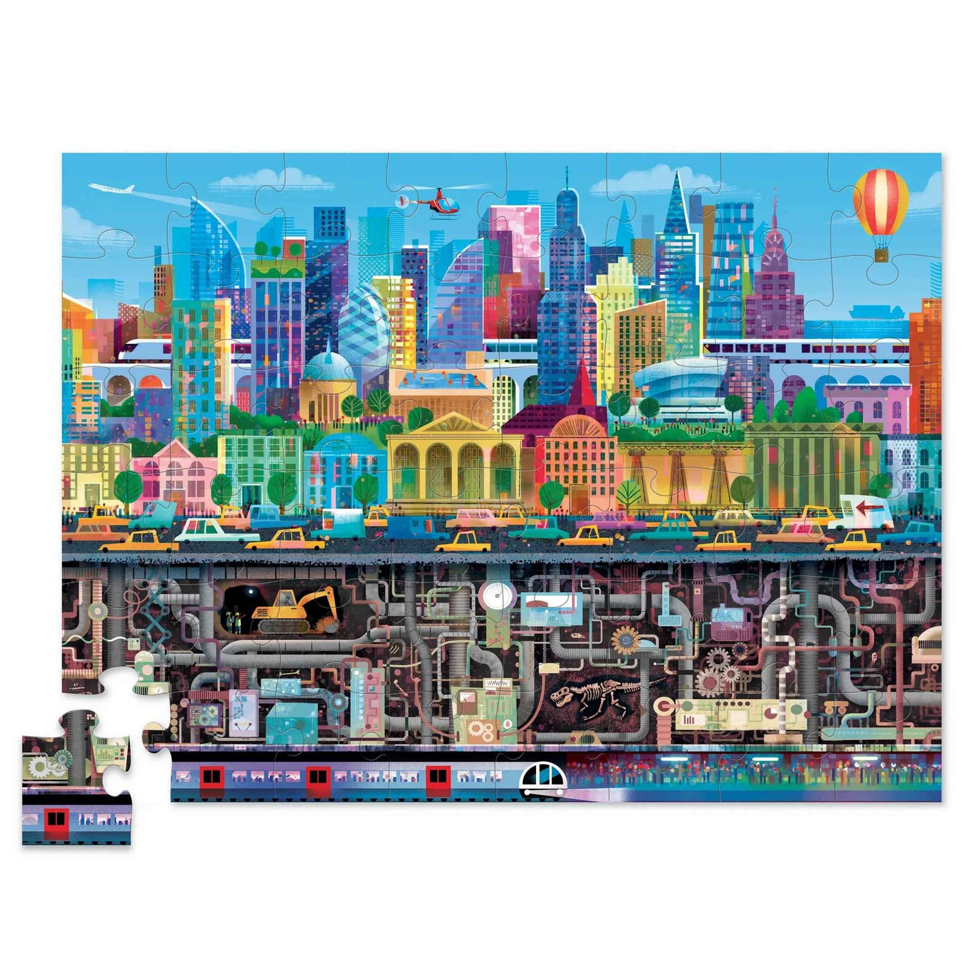 Crocodile Creek | Above + Below Puzzles, 48 Pieces - City