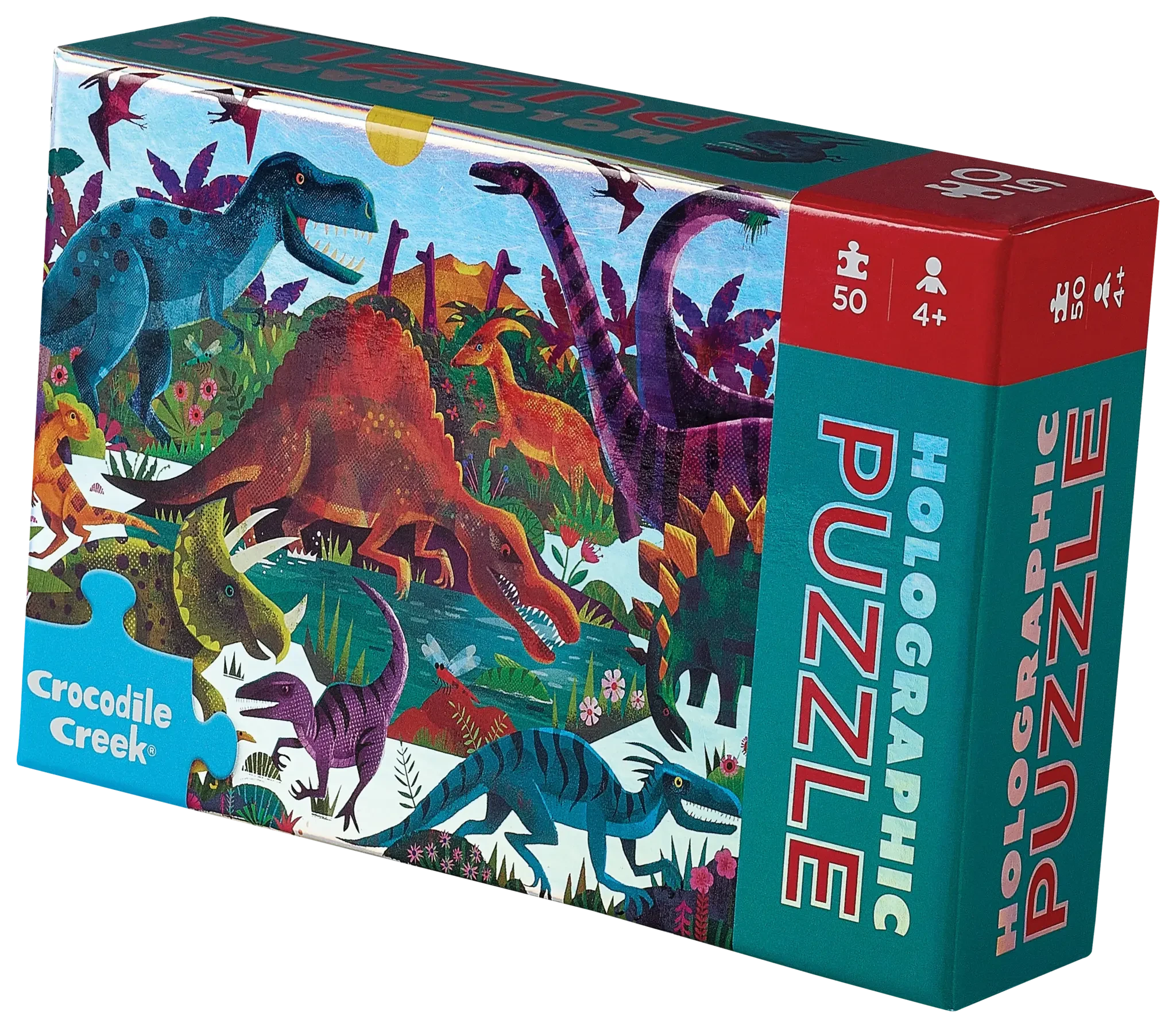 Crocodile Creek | Holographic Foil Puzzles Dinosaurs 50 Pieces