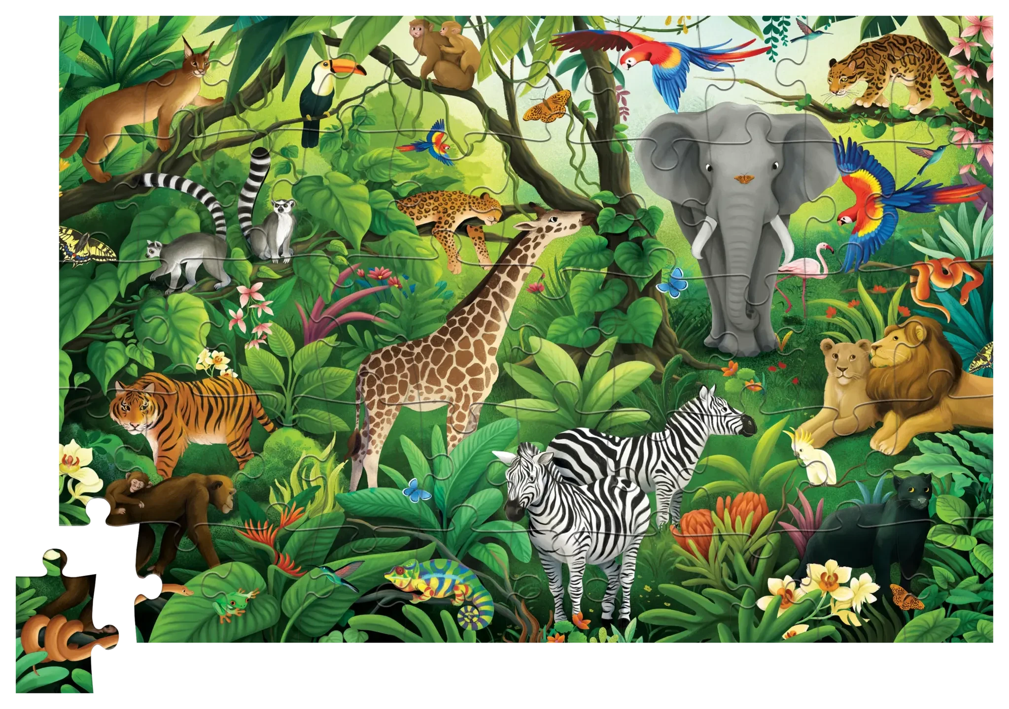 Crocodile Creek | Holographic Foil Puzzle Jungle Paradise 50 Pieces