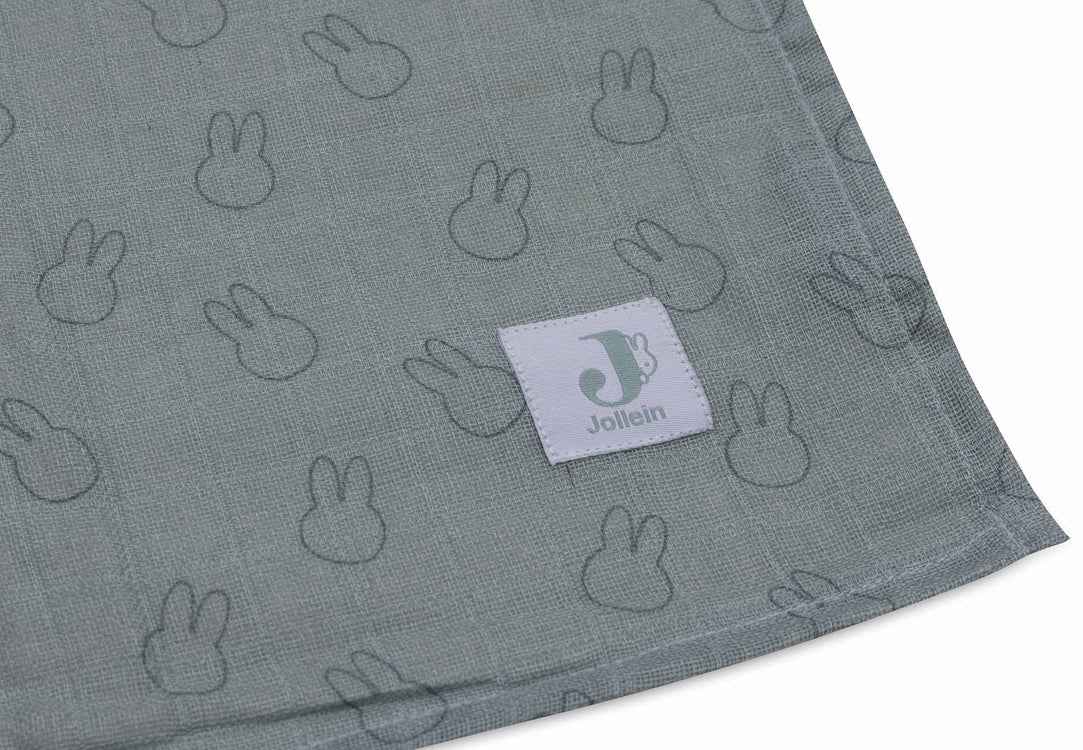 Jollein | Hydrofiele Doek Large 115x115cm Miffy Silhouettes - Sea Green - 2 Stuks