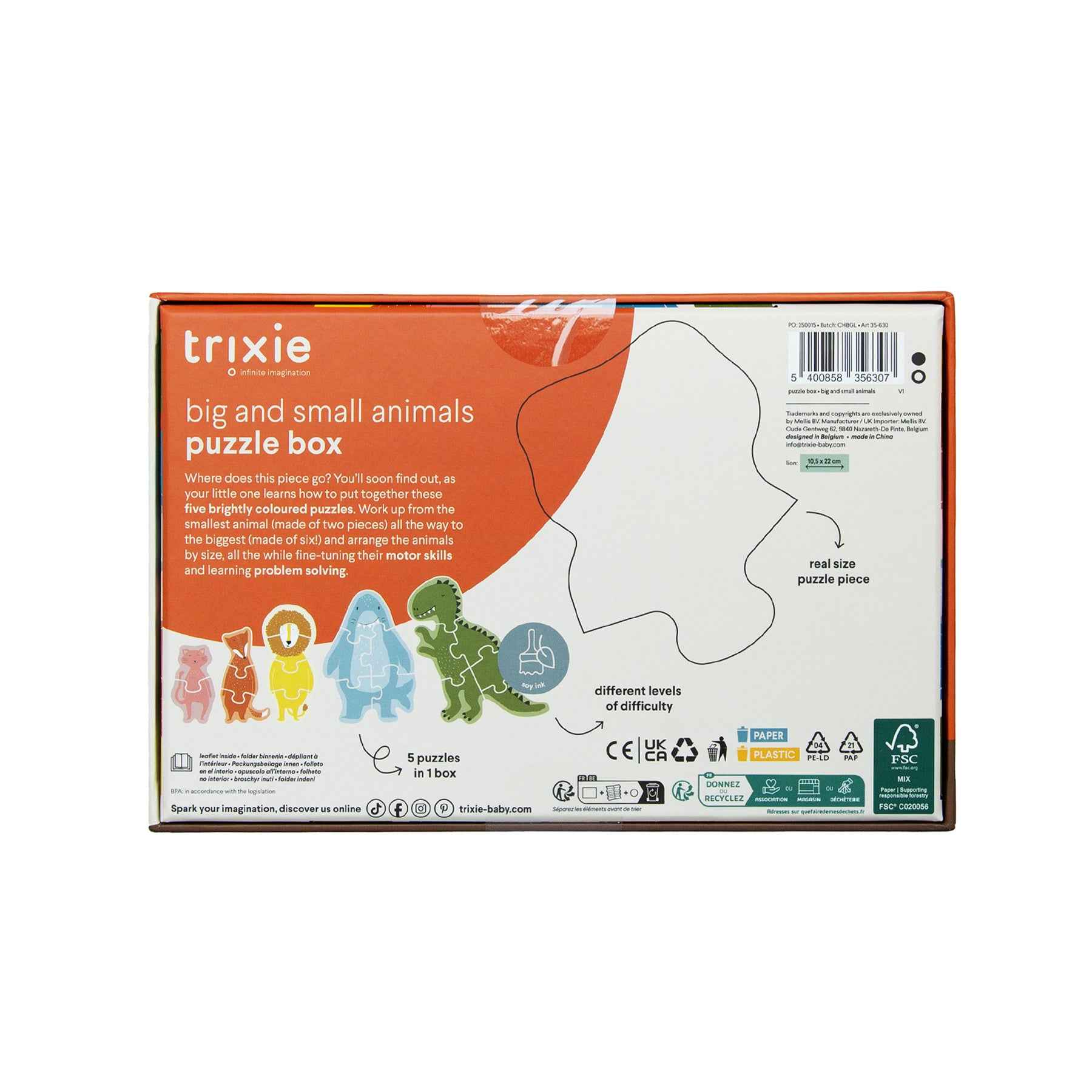 Trixie | Puzzeldoos - Grote En Kleine Dieren - 5 Puzzels